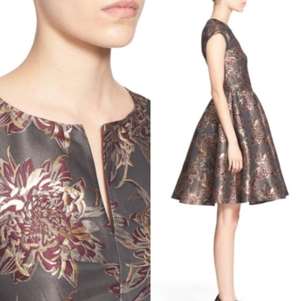 TED BAKER Laurey Metallic Floral Jacquard Dress